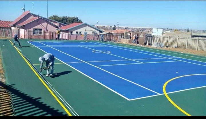 Tennis court construction in progress — Soweto Gauteng by TarTech